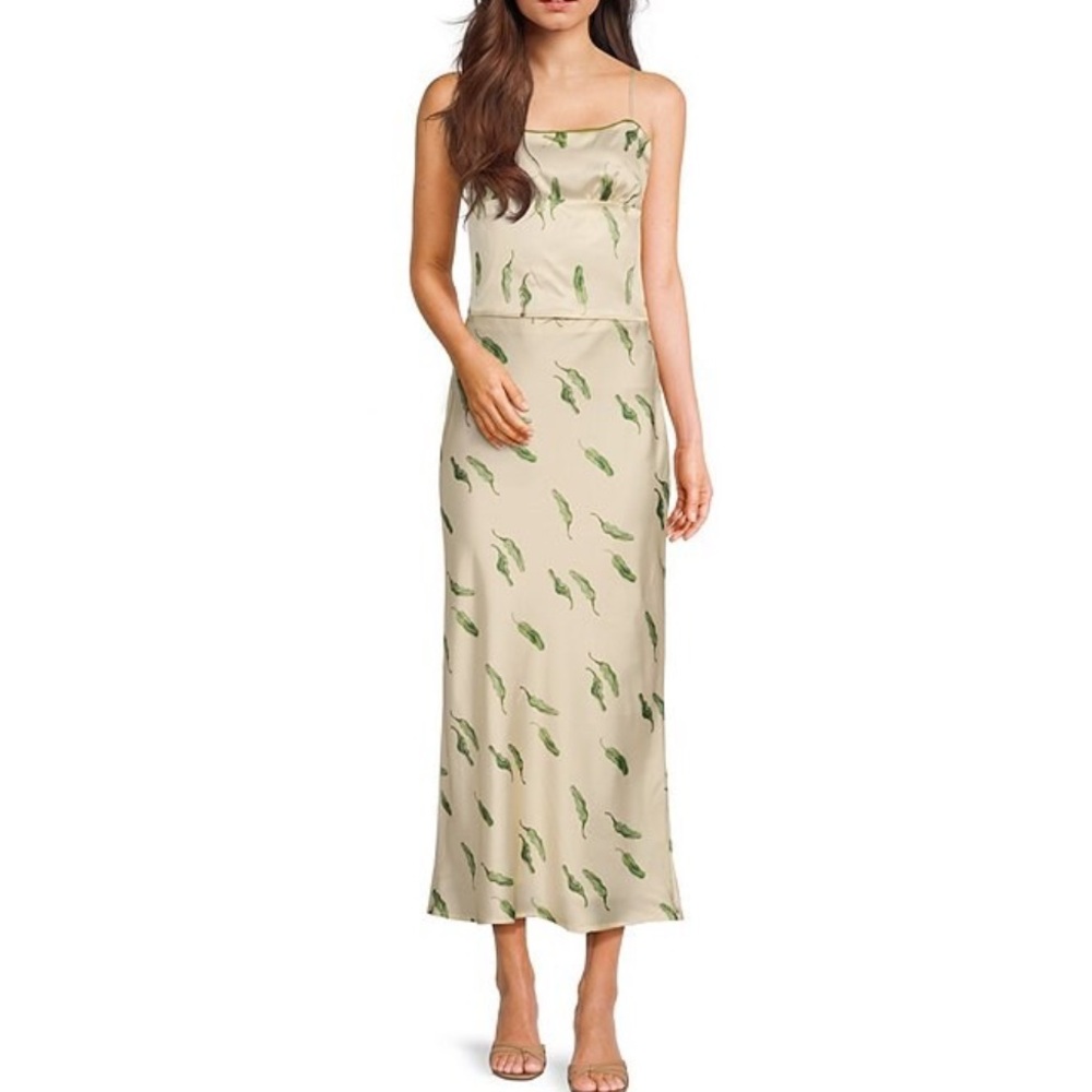 Bailey Rose 2 piece Skirt and Cami in Cream with Green Chili Peppers